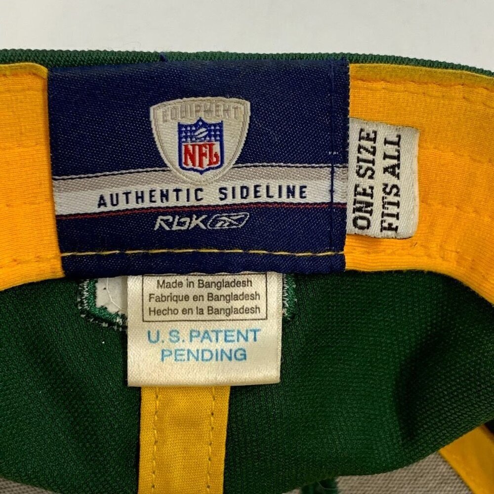 Reebok‎ Green Bay Packers Green Yellow NFL Football Fitted Cap One Size - Picture 7 of 9